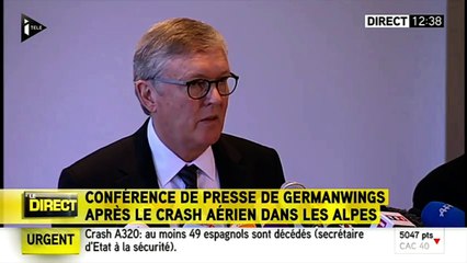 Crash A320 : "Nous sommes tous en deuil", T. Winkelmann, patron de Germanwings (ITélé)