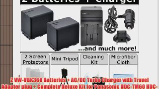 2 VW-VBK360 Batteries   AC/DC Turbo Charger with Travel Adapter plug   Complete Deluxe Kit
