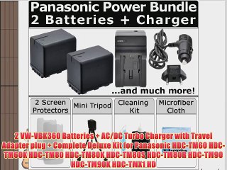 2 VW-VBK360 Batteries   AC/DC Turbo Charger with Travel Adapter plug   Complete Deluxe Kit