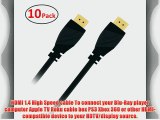 GearIT 10 Pack (3 Feet/0.91 Meters) High-Speed HDMI Cable Supports Ethernet 3D and Audio Return