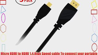 GearIT 3 Pack (10 Feet/3.04 Meters) High-Speed Micro HDMI To HDMI Cable Supports Ethernet 3D