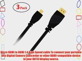 GearIT 3 Pack (10 Feet/3.04 Meters) High-Speed Micro HDMI To HDMI Cable Supports Ethernet 3D