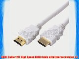 Cable Builders White HDMI Cable 12FT High Speed HDMI Cable with Ethernet version 1.4