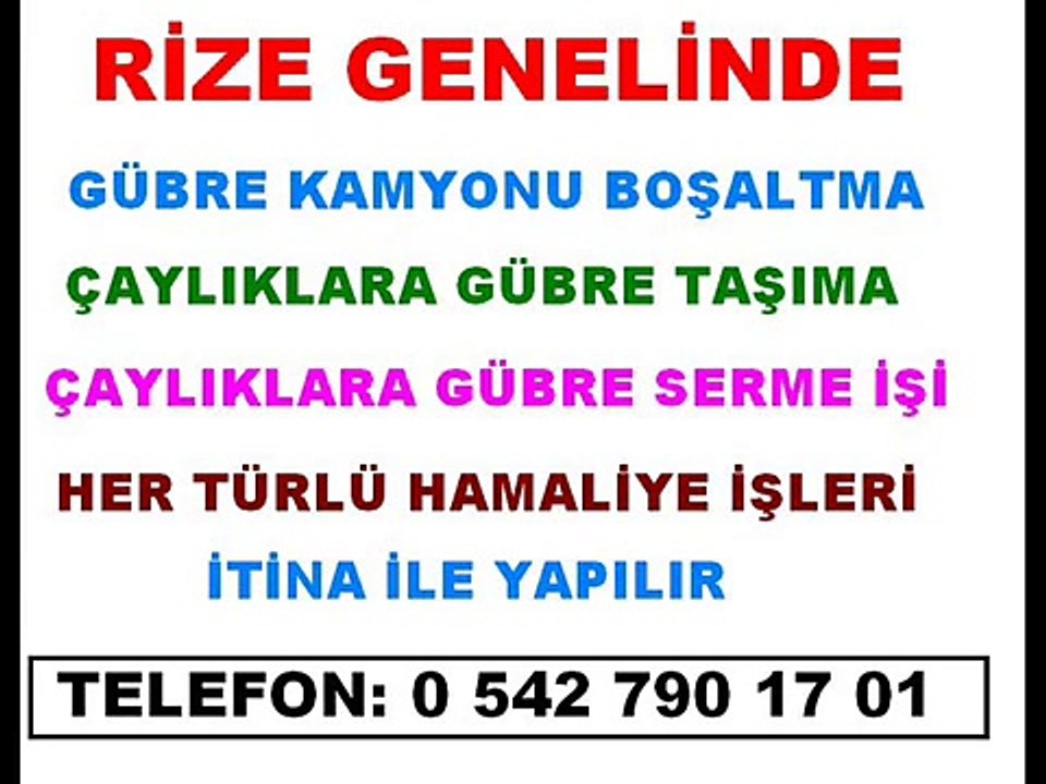 Rize Hamal ilanları, Gübre Taşıma Serme