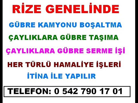 Rize Hamal ilanları, Gübre Taşıma Serme