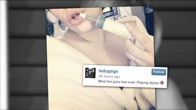 Lady Gaga Poses With a Juice Filled Syringe