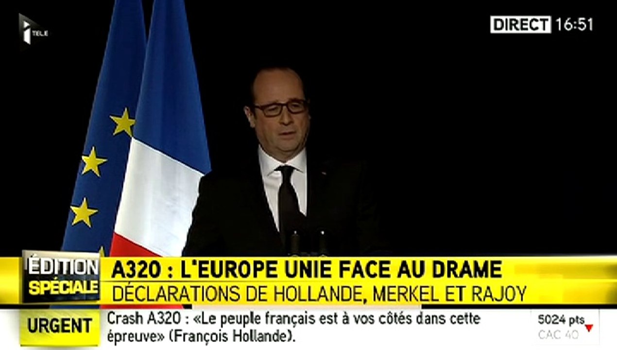 Crash de l'A320 : la deuxième boîte noire toujours recherchée, selon François Hollande
