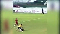 Brazilian footballer takes out referee with brutal clothesline
