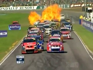 V8 Supercar explodes into flames at startline!!!