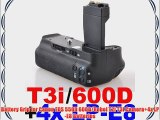 Battery Grip for Canon EOS 550D 600D/Rebel T2i T3i Camera 4x LP-E8 Batteries