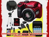 Fujifilm FinePix S4800 16 MP Digital Camera (Red)   4 AA Pack NiMH Rechargeable Batteries and