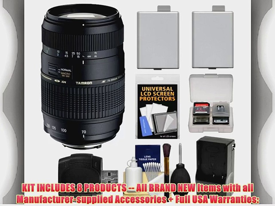 Tamron AF 70-300mm F/4-5.6 Di LD Macro Lens   2 LP-E5 Batteries with Charger   Accessory Kit