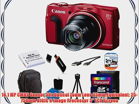 CANON PowerShot SX700 HS 16.1MP HD 1080p Video Digital Camera RED With Extra Battery Digital