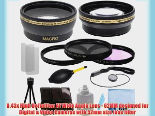 Download Video: Pro Series 62mm 0.43x Wide Angle Lens   2.2x Telephoto Lens   3 Pieces Filter Sets with Deluxe