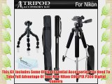 Triple Tripod Accessory Bundle Kit For Nikon Coolpix P300 Digital Camera Includes 57 Inch Pro
