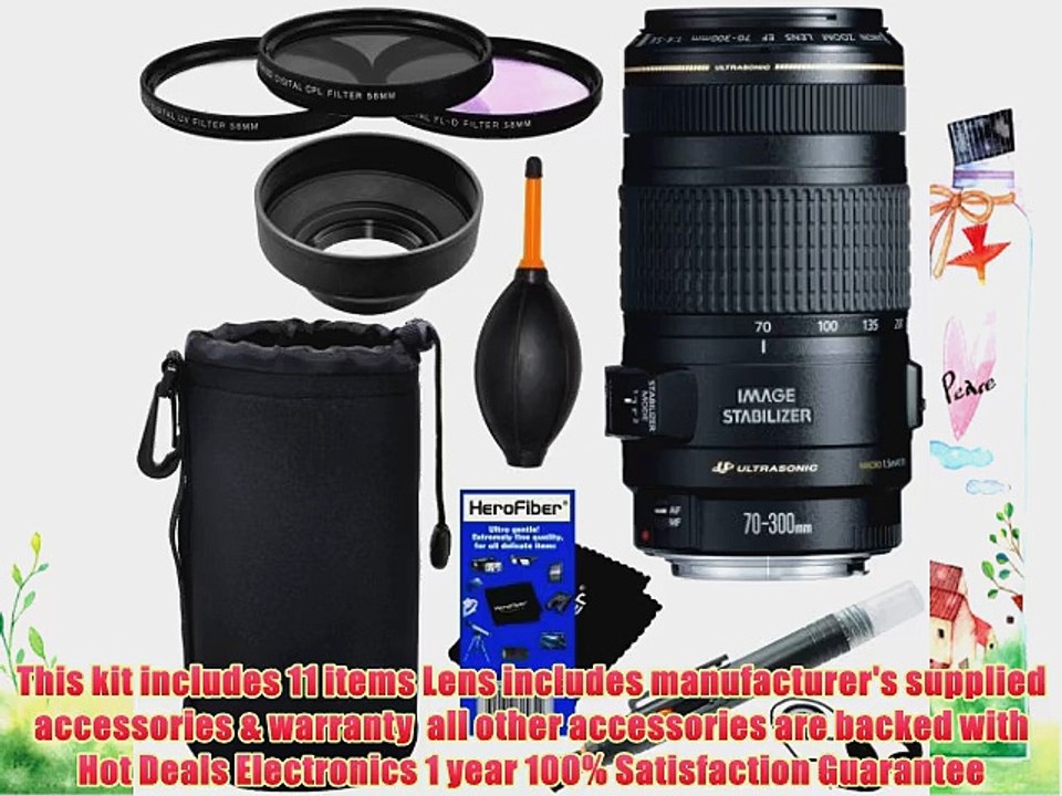 Canon EF 70-300mm f/4-5.6 IS USM Telephoto Zoom Lens Digital SLR Cameras   10pc Bundle Deluxe