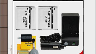 (2) CTA LI-50B Rechargeable Li-ion Batteries   Mini Battery Charger   Cleaning Kit for Olympus