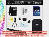 32GB Accessories Kit For Canon PowerShot SX260 HS SX280 HS SX280HS S120 D30 Digital Camera