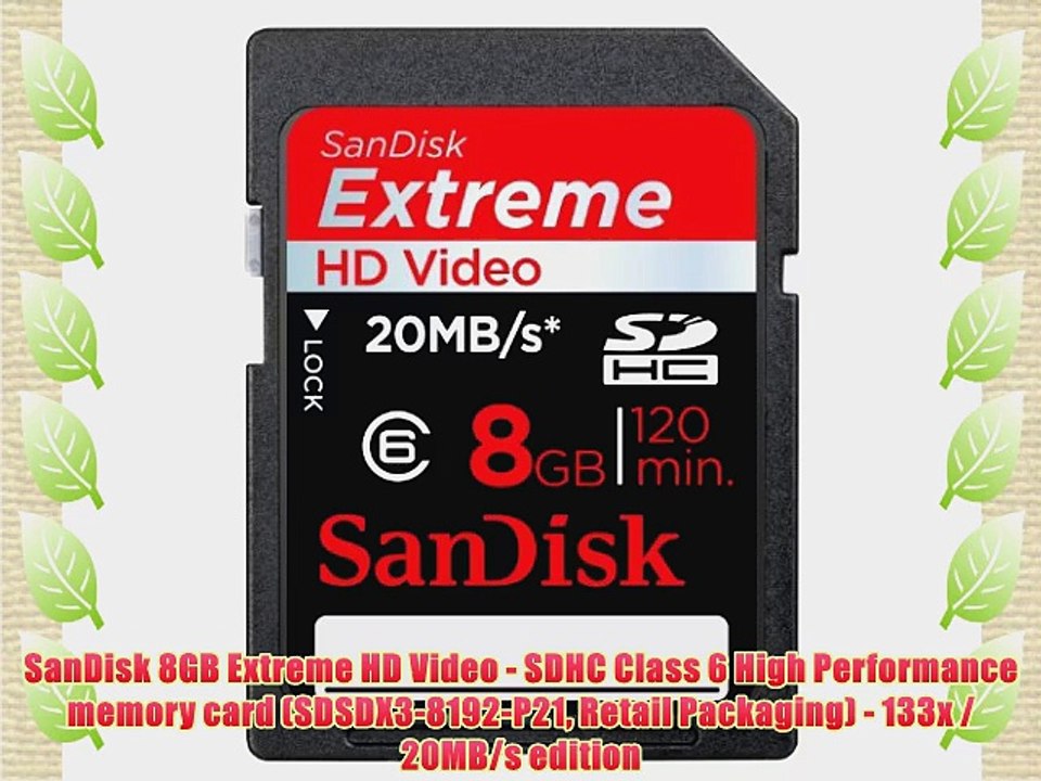 SanDisk 8GB Extreme HD Video - SDHC Class 6 High Performance memory card (SDSDX3-8192-P21 Retail