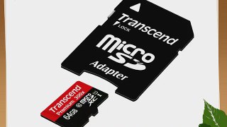 Transcend 64GB MicroSDXC Class10 UHS-1 Memory Card with Adapter 45 MB/s (TS64GUSDU1)
