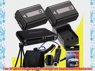 Two NPFW50 Lithium Ion Replacement Battery w/Charger   Memory Card Reader/Wallet   Deluxe Starter