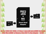 3C Pro 32GB 32G (16GB x 2) Class 4 microSD microSDHC Card with Dual MicroSDHC to Memory Stick