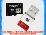 Topram 16GB Class 4 MicroSDHC Card with SD Adapter and R10W Micro USB Flash Card Reader / Writer.