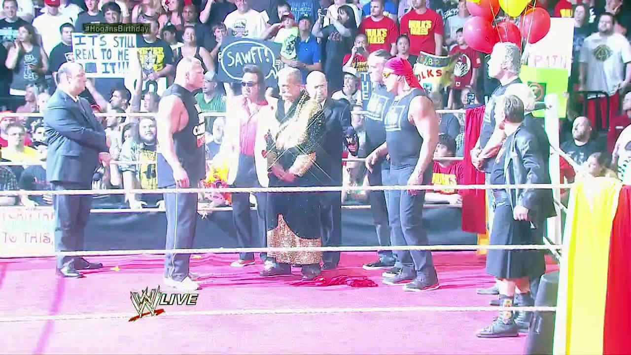 Brock Lesnar crashes Hulk Hogan's birthday celebration- Raw, Aug. 11, 2014