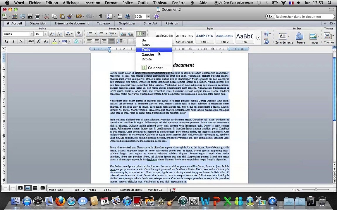 Tuto - Word 2011 - Créer des colonnes