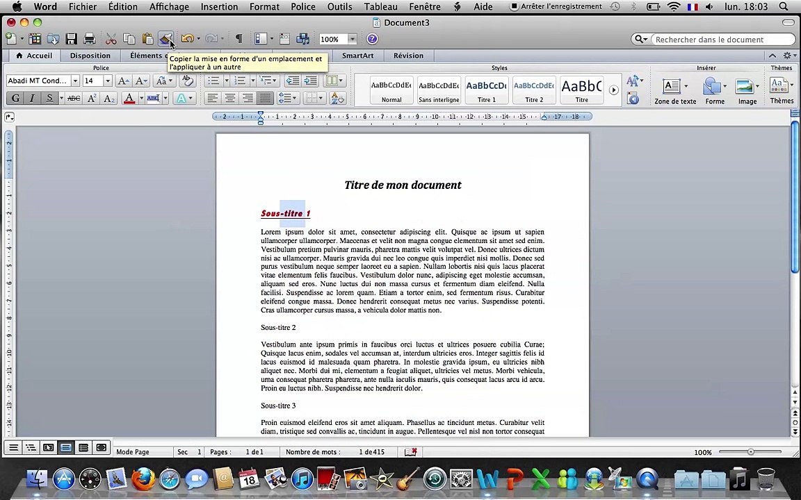 Tuto - Word 2011 - Reproduire une mise en forme