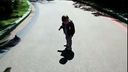 Cute Baby Scared of His Own Shadow