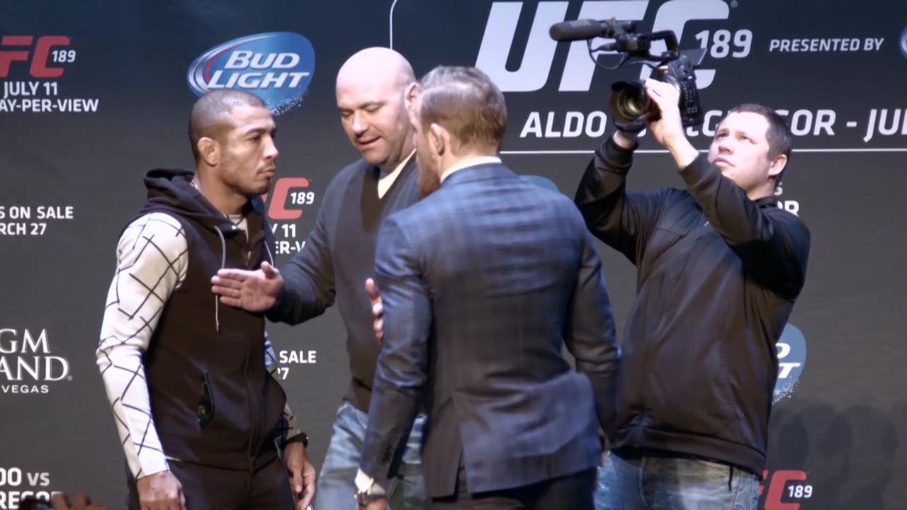 Dana White controls Jose Aldo and Conor McGregor in NYC media tour face-off