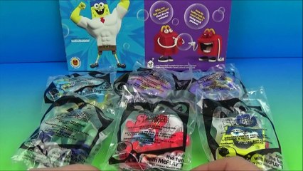 2015 THE SPONGEBOB MOVIE SPONGE OUT OF WATER SET OF 6 McDONALD S HAPPY MEAL KID S TOY S VIDEO REVIEW
