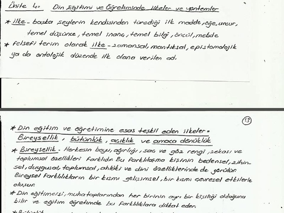 İLH2010 04.Ünite ErolBalcı -DİN EĞİTİMİ VE DİN HİZMETLERİNDE REHBERLİK Ders Özeti Din Eğitimi ve Öğretiminde İlkeler ve Yöntemler