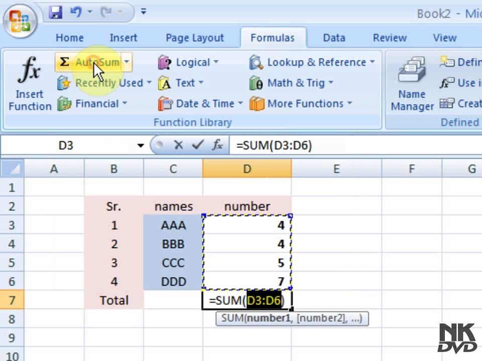 Lesson # 74 The Function Library (Microsoft Office Excel 2007_ 2010 Tutorial)