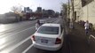 Dumb driver parks in bike lane and insults bikers... Bad girl!