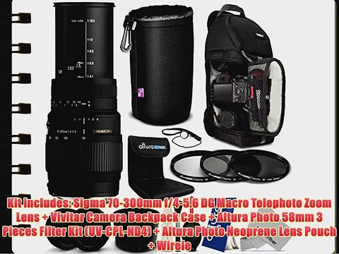 Sigma 70-300mm f/4-5.6 DG Macro Telephoto Zoom Lens for NIKON DSLR Cameras Advanced Filter