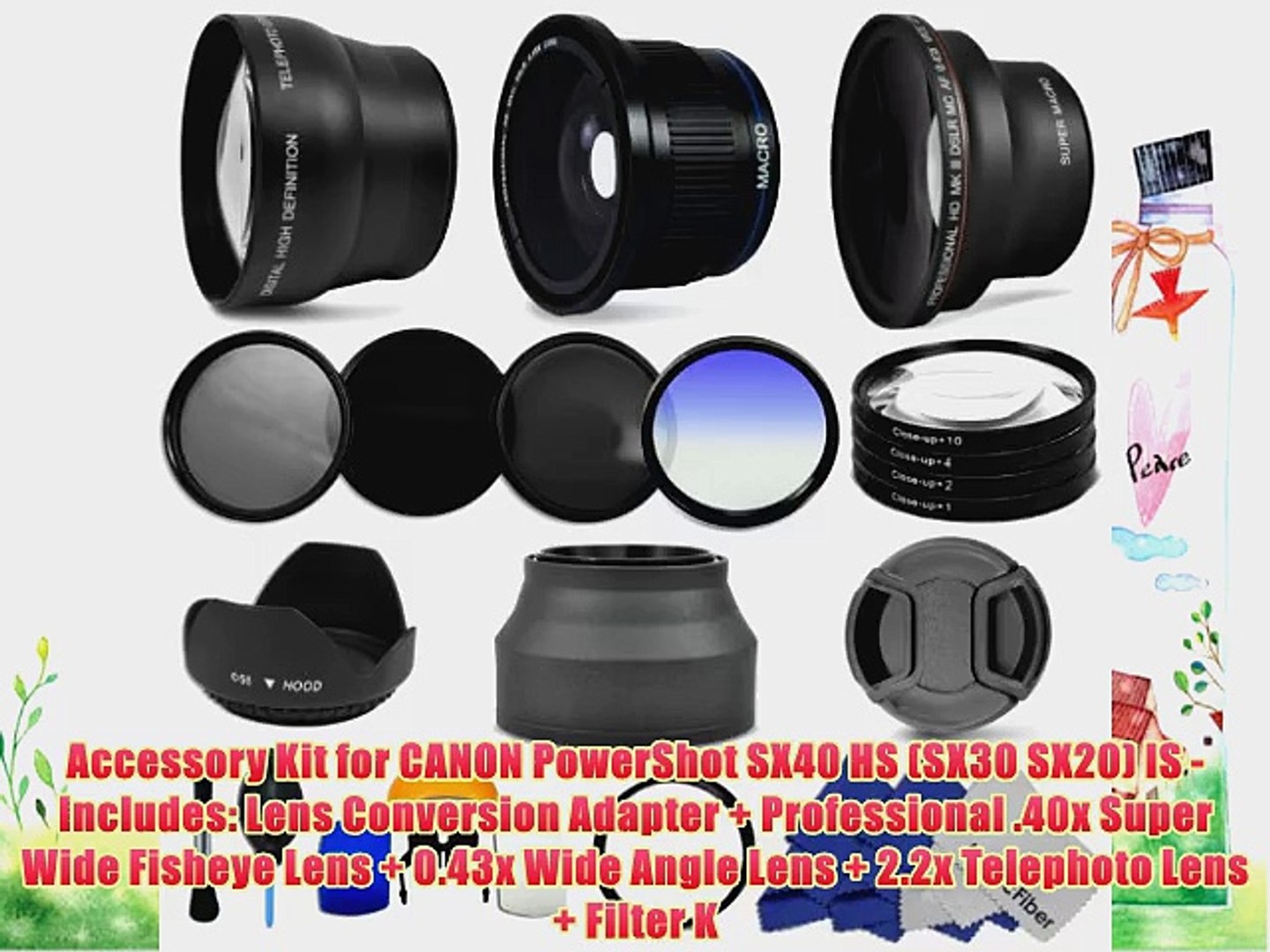 Accessory Kit for CANON PowerShot SX40 HS (SX30 SX20) IS - Includes: Lens  Conversion Adapter - video Dailymotion
