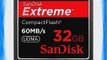 SanDisk Extreme Compact Flash 32GB CF Card Flash Memory 60MB/s SDCFX-032G - Bulk Package