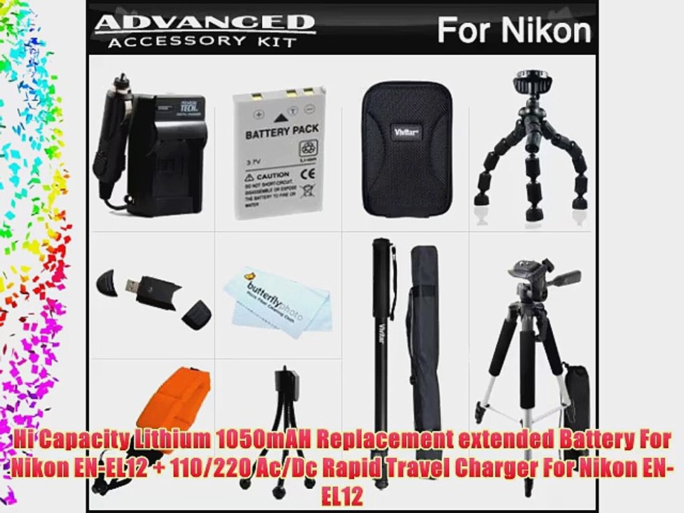 Advanced Accessory Kit For Nikon COOLPIX AW120 AW110 AW100 AW130 Waterproof Digital Camera