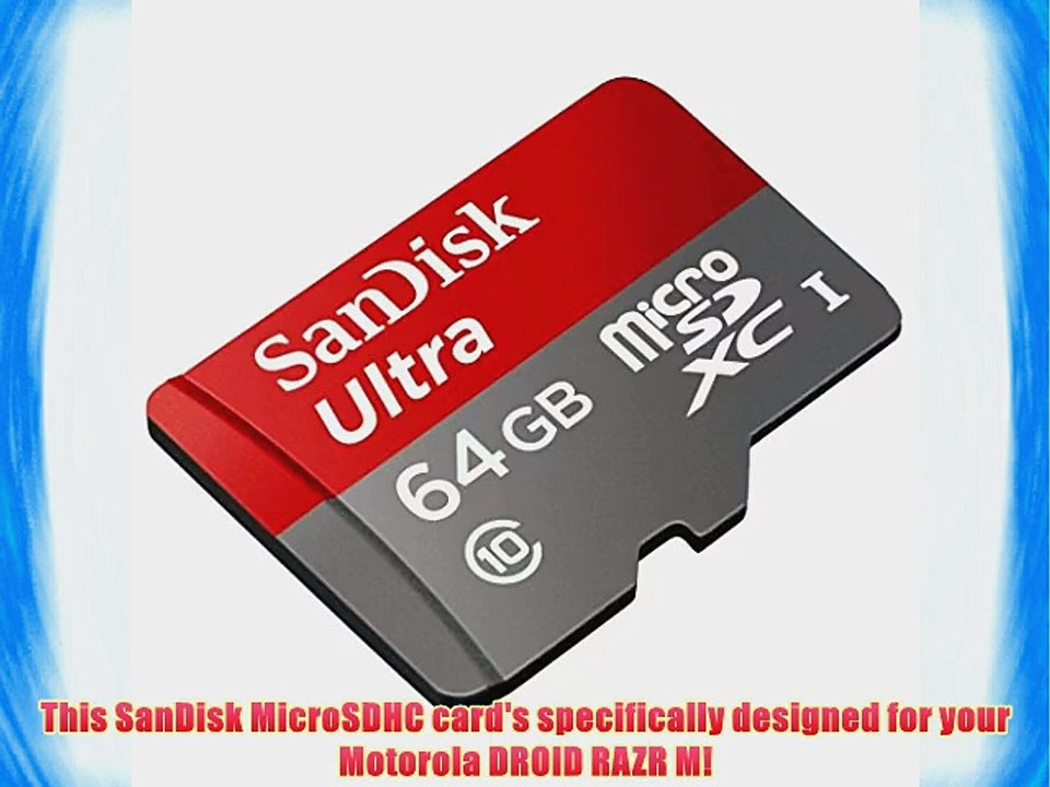 Professional Ultra SanDisk 64GB MicroSDXC Card for Motorola DROID RAZR M Smartphone is custom