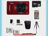 Samsung WB35F Smart Digital Camera (Red)   32GB MicroSD HC Memory Card   Standard Medium Digital