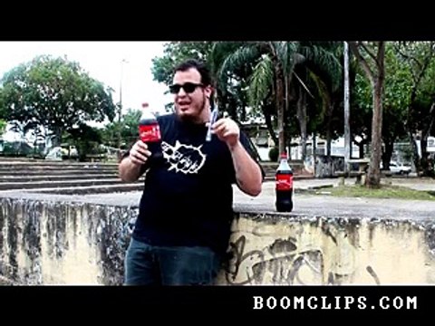 crazy guy drinking coke and eating mentos