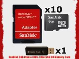 10 PACK - SanDisk 8GB MicroSD HC Memory Card SDSDQAB-008G (Bulk Packaging) LOT OF 10 with SD