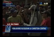 Huaico en Chosica: Pobladores bloquearon la Carretera Central