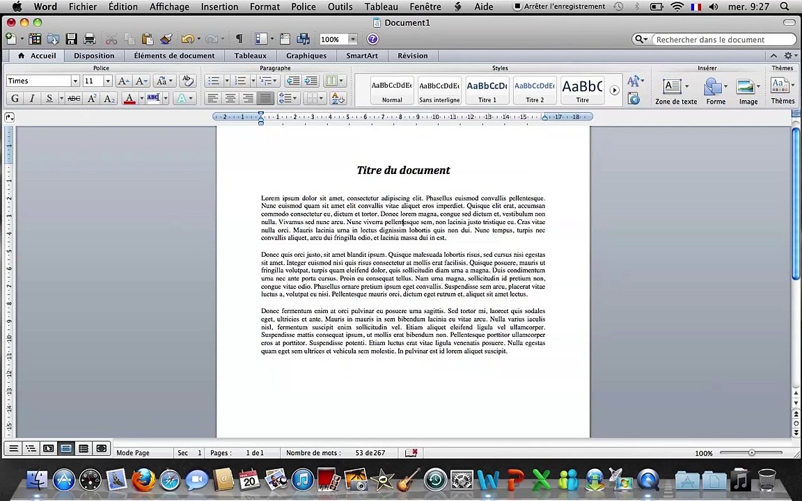Tuto - Word 2011 - Insérer une lettrine