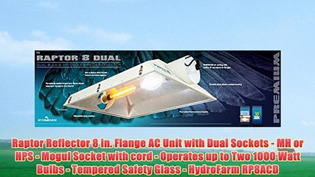 Raptor Reflector 8 in. Flange AC Unit with Dual Sockets - MH or HPS - Mogul Socket with cord