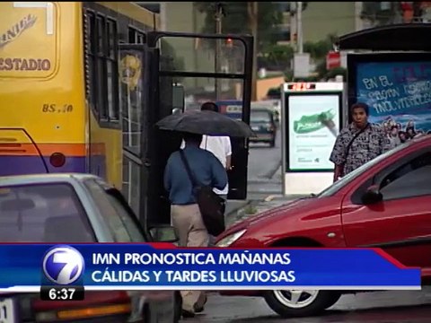 IMN pronostica mañanas cálidas y tardes lluviosas esta semana