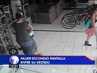 Mujer que robó pantalla metiéndola entre sus piernas cometió dos hurtos más ese día