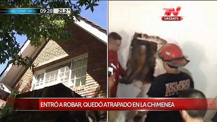 Bomberos argentinos rescataron ladrón atrapado en una chimenea